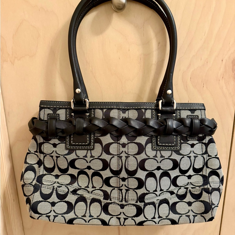 Authentic Coach Black and Gray Hampton Shoulder Bag - Picture 5 of 11